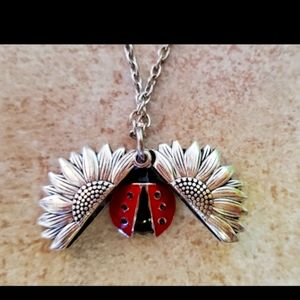 New ladybug sunflower locket necklace